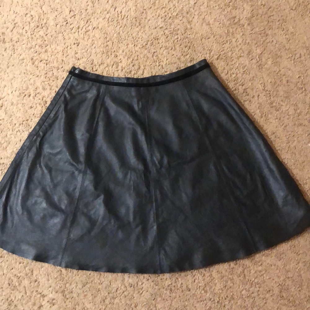A leather a line skirt with a zipper